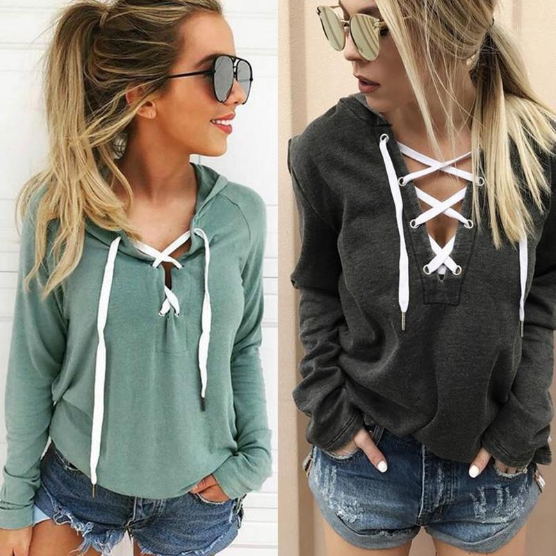 

Fashion Hooded Sweatshirts Women Hoodies Spring Sexy Bandage Lace-Up Girls Female Pullovers Hoody Plus Size 4XL Women, Gray