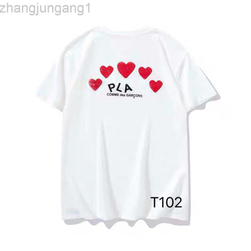 

22SS Designer Cdgs T-shirt Play Short Sve Embroidery Love Hearts Loose And Versatile Slim Men Tshirts For Mens Fashions And Women Casual Black Tshirt, No sale