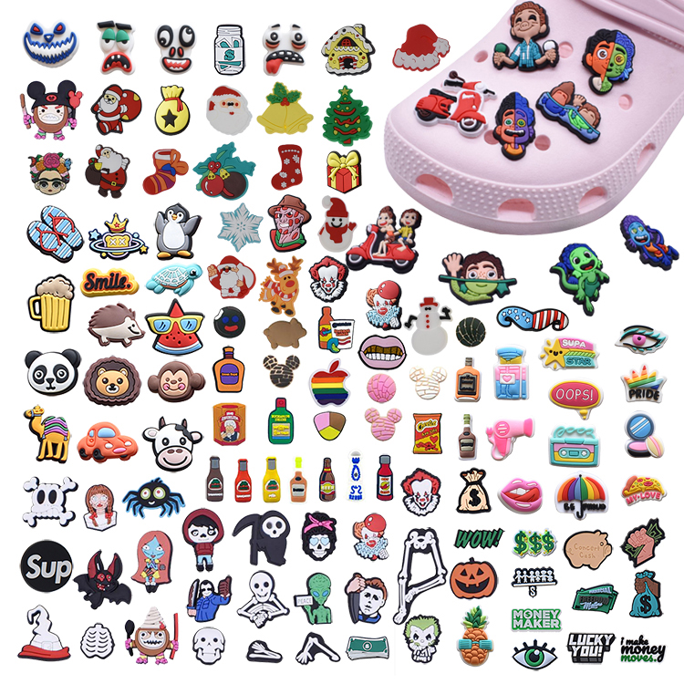 

Fast delivery Assorted Designs Available Promotional Shoes Decoration Charm Soft PVC Shoe Charms For Croc luxury charms