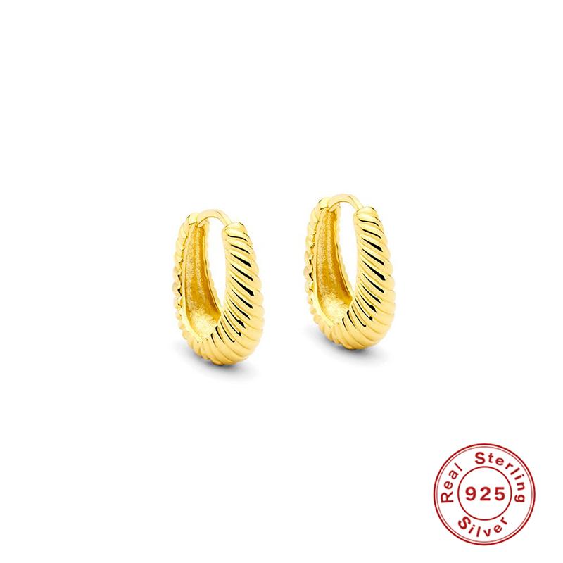 

Hoop & Huggie Aide 925 Sterling Silver Gold Twisted Rope Round Earrings Women Party Gift Fashion Charm Wedding Engagement Fine JewelryHoop