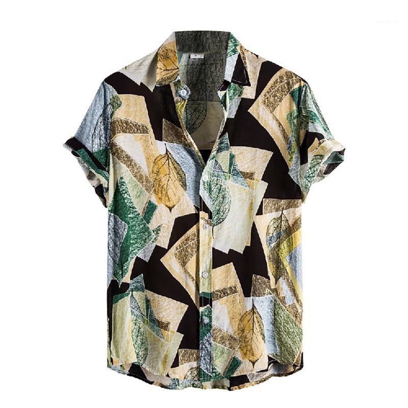 

Summer Hawaiian Shirt For Men Casual Short Sleeve Shirts Beach Flower Ethnic Printed T Men's, Multi
