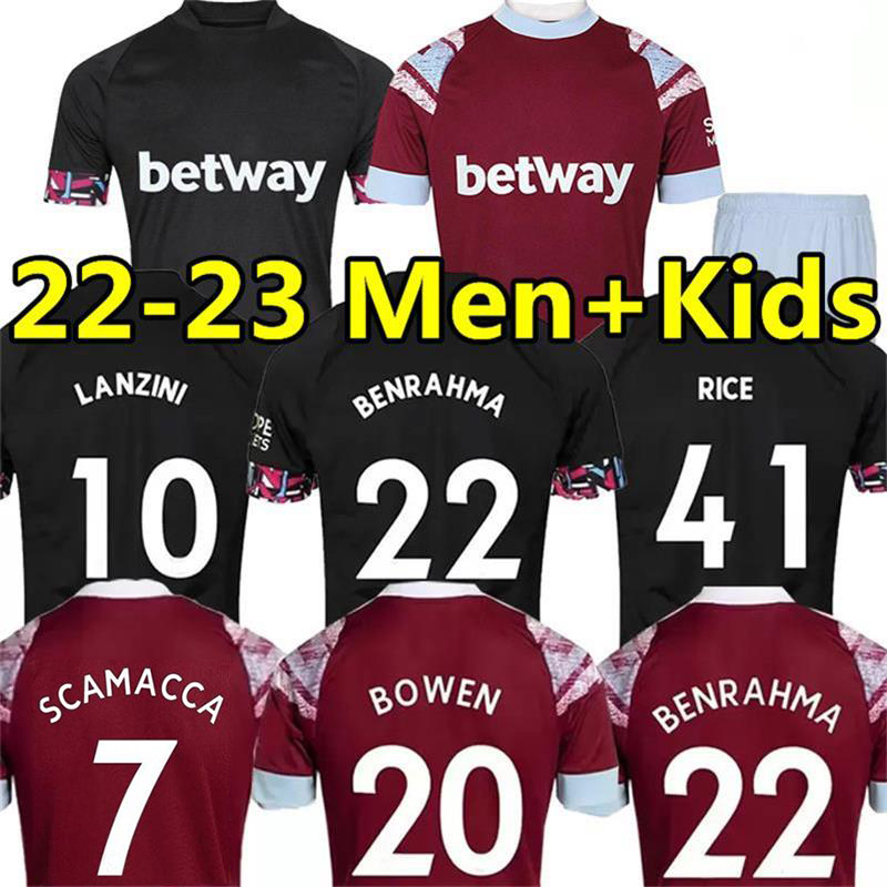 

22 23 West Hams BOWEN RICE Soccer Jerseys United BENRAHMA LANZINI ANTONIO SCAMACCA NOBLE FORNALS DAWSON Vlasic SOUCEK 2022 Jersey Football Shirt Mens Kids Kit, 21-22 home kids