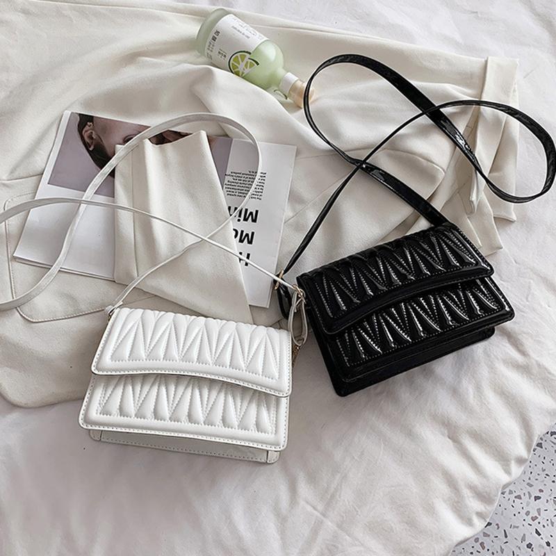 

Evening Bags Lingge PU Leather Crossbody Bag For Women Soft Fashion Solid Color Shoulder BagTravel Handbags Casual Ladies ToteEvening, Black