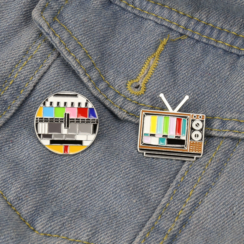 

Vintage TV Pin No signal in 80s Lapel Pin Be riotous with colour Rainbow Brooch Custom fashion jewelry badge Remembrance gift 2 colors, Mixed colors
