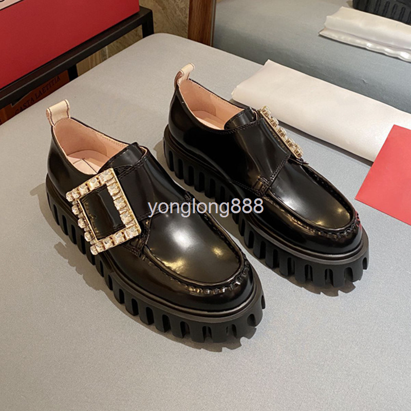Robe chaussures Lefu chaussures printemps et automne Femme style d'anglais un pied unique noir carré boucle carrée cuir verni