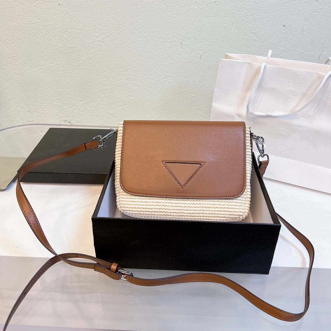 

2022 Summer Woman Designer Bag Straw Shoulder Bags Lady Sunshine Luxury Handbags Women Fashion Handbag Refreshing, Chocolate
