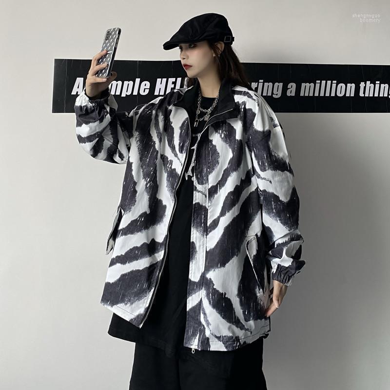 

Women's Jackets Baseball Uniform Jacket 2022spring Korean-Style Ins Double-Sided Wear Loose Zebra Pattern Retro Coat Fashion, Black