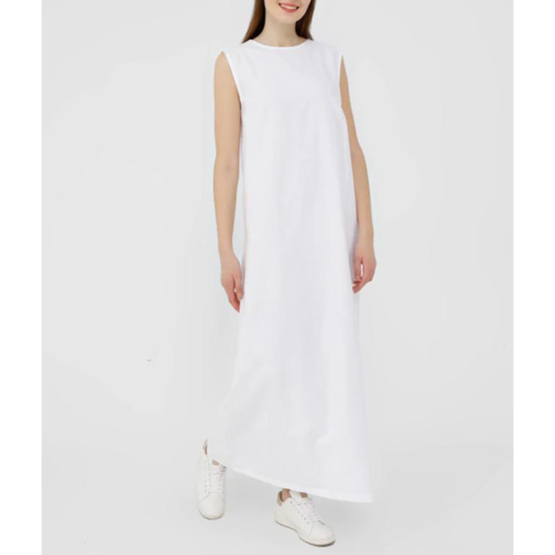 

Ethnic Clothing Summer Casual Abaya Muslim Long Dress For Women White Plain O-collar Sleeveless Vest Maxi Dresses African 2022Ethnic