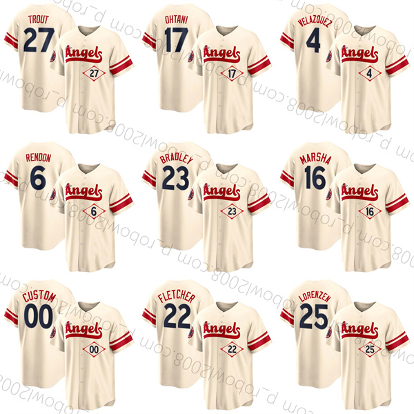 

17 Shohei Ohtani Angels Jersey Mike Trout Anthony Rendon Jack Mayfield Justin Uptonr Max Stassi Jared Walsh Taylor Ward 2022 City Connect LA Jersey men women Kids, As pic +nk logo