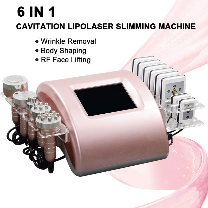 

40K 6 in 1 Vacuum Cavitation System Laser Radio Frequency RF Lipo Slimming Ultrasonic Liposuction Massage Skin Tighten Face Lifting Salon Machine