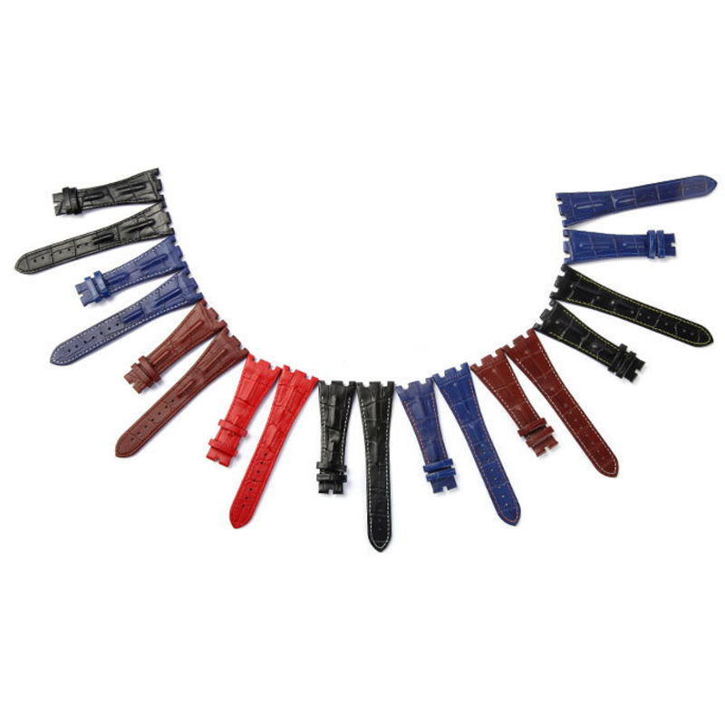 Crocodile Double Bone Leather Strap Butterfly Buckle Suitable for AP Watch Casual Sports Sweatproof Strap-image-783025654