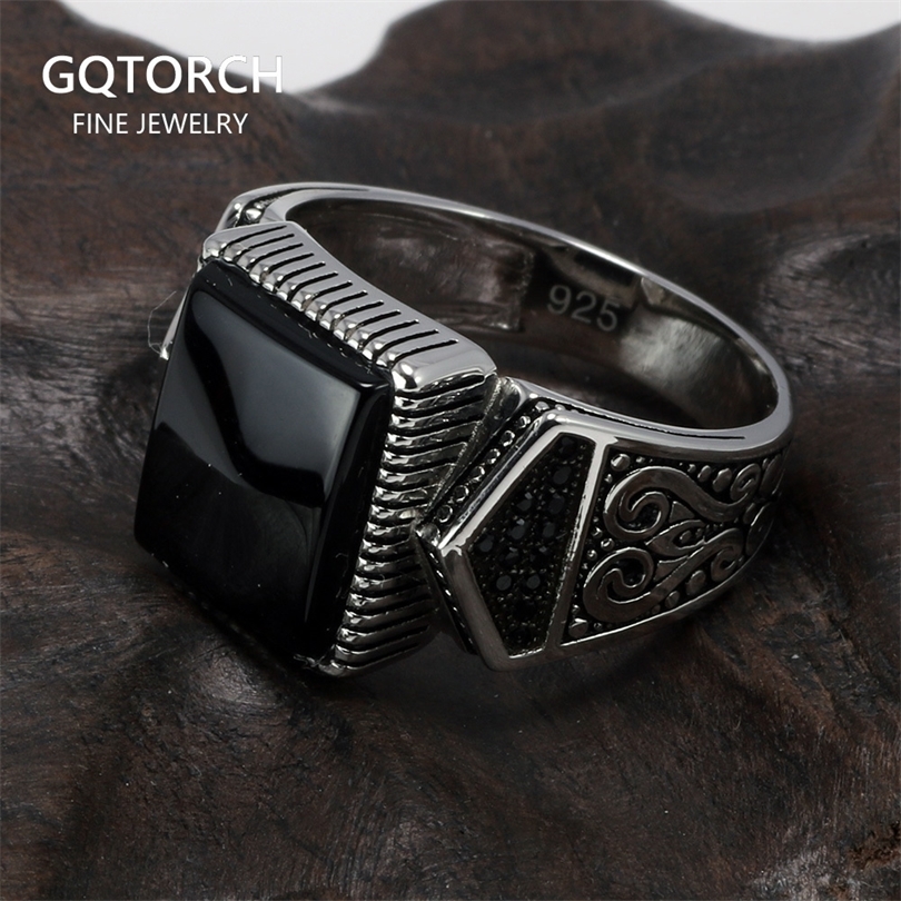 

Guaranteed Mens Rings Silver s925 Antique Turkish Rings For Mens Signet Ring With Stone Color Square Turkish Jewelry Anello Uomo 201006
