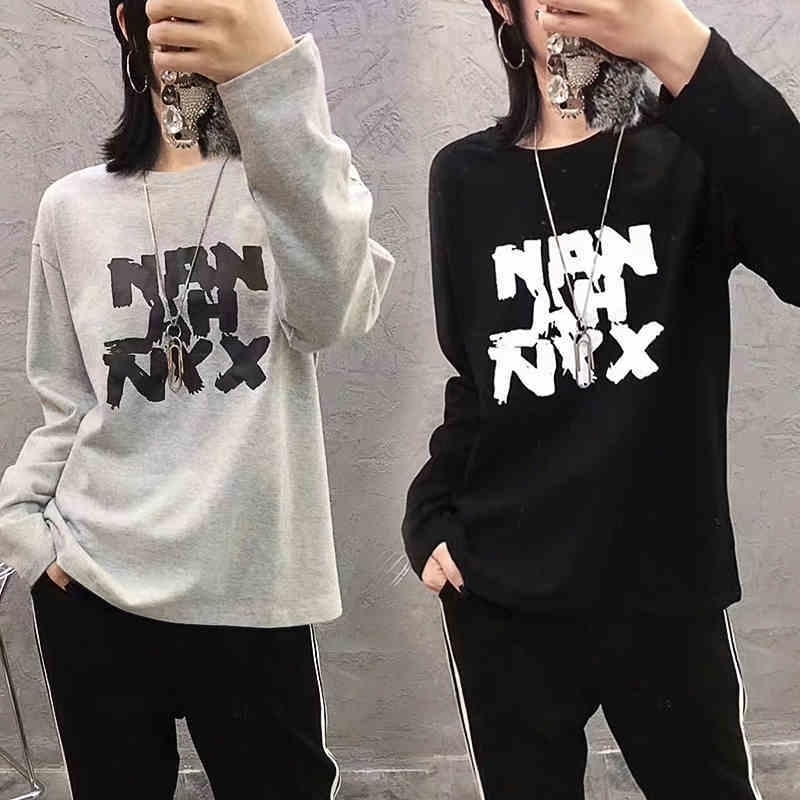 

spring casual longsleeved loose black and white gray threecolor bottoming shirt 454 Y200109, 20