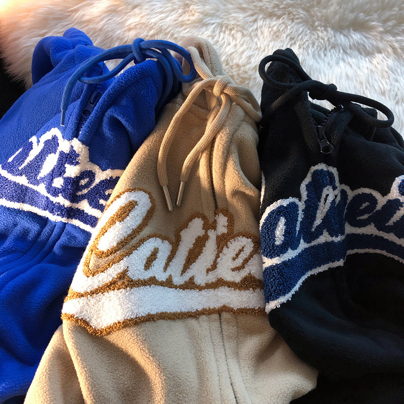 

Women's Jackets Women's Letter Embroidery Sweatshirts Vintage Winter Fleece Oversized L220824, Blue