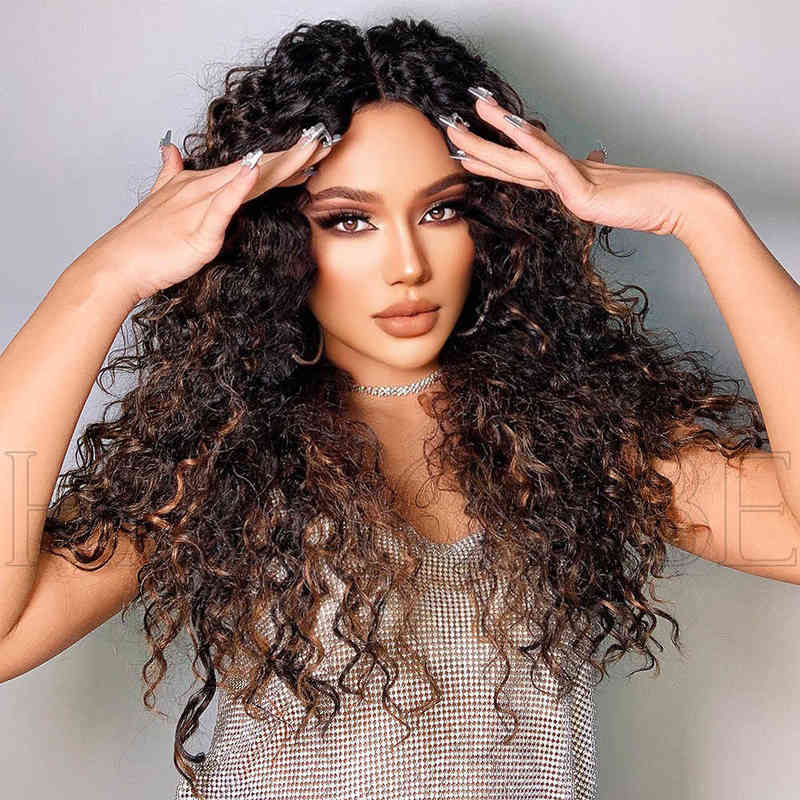 

Nxy Wigs Before the Wind Lace Women's Middle Part Gradual Red Small Curly Long Hair for Daily Use220530