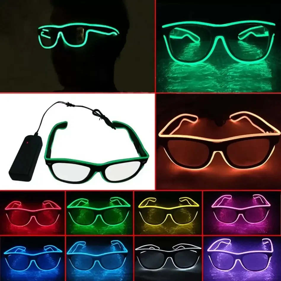 

EL Wire LED Glasses Special Shutter Light Up Monochrome Glow Shades Eye-wear Glasses W/Driver for Rave Party Christmas