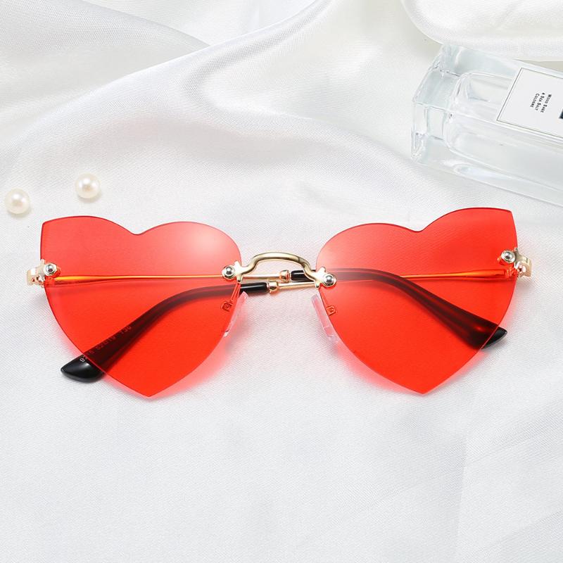 

Sunglasses Oversized Frameless Party Metal Frame 2022 Lady Punk Sun Glasses For Men Retro Uv400 Clear Love Heart NX
