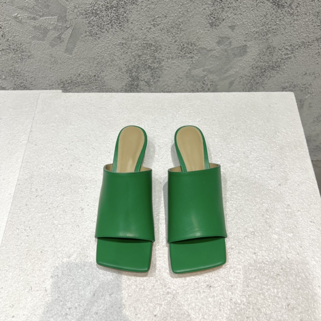 

Summer Kitten Heel Sandals Women Slippers Square Toe Leather Slides Runway High Heel Brand Dress Shoes for Woman Sexy Flipflops, Orange