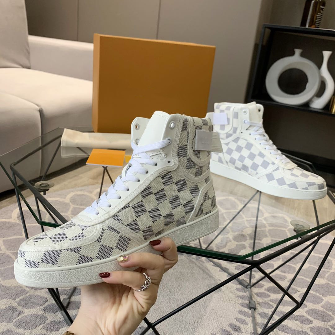 

2022 Classic High Quality Rivoli Sneakers Iconic Damier Graphite Canvas Outdoor Shoes Luxurious Loafers Printed Leather Hook and Loop Sneakers