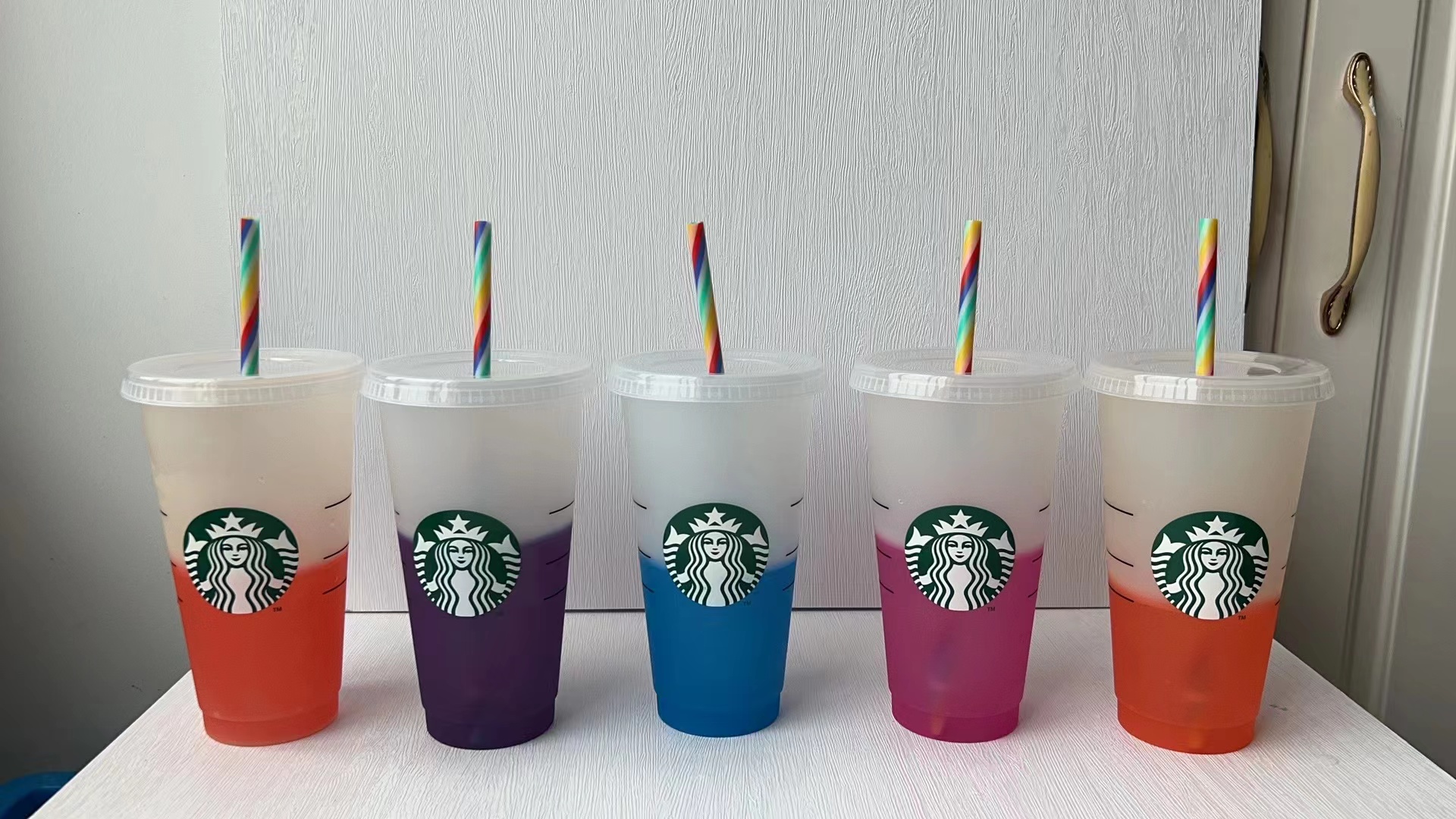 

Starbucks Mermaid Goddess 24oz 16oz 473ml 710ml Plastic Mugs Tumbler Reusable Clear Drinking Flat Bottom Pillar Shape Lid Straw Cups mug, Cup body + lid + straw