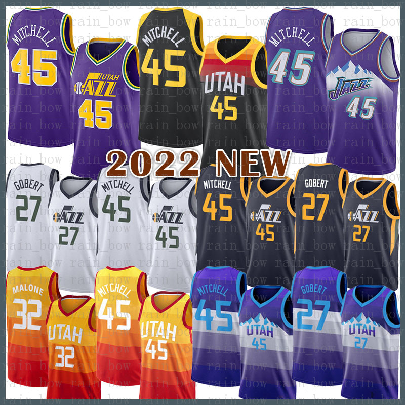 

Utahs Jazzs Mens 12 32 Donovan Mitchell Rudy Gobert Basketball Jersey 45 27 John Stockton Karl Malone Red Multi
