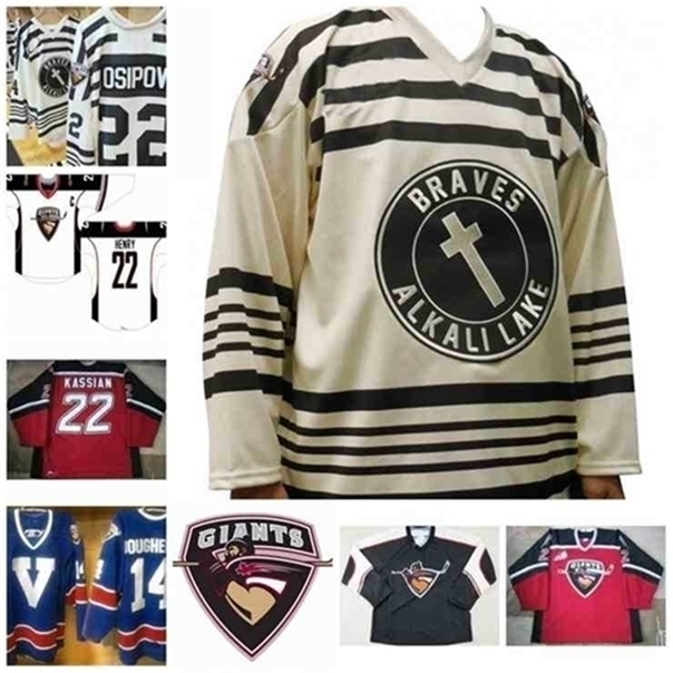 

C26 Nik1 37404014 DOUGHERTY Vancouver Giants 22 HENRY 22 KASSIAN Hockey Jersey stitch embroidery can be customized with any number and name