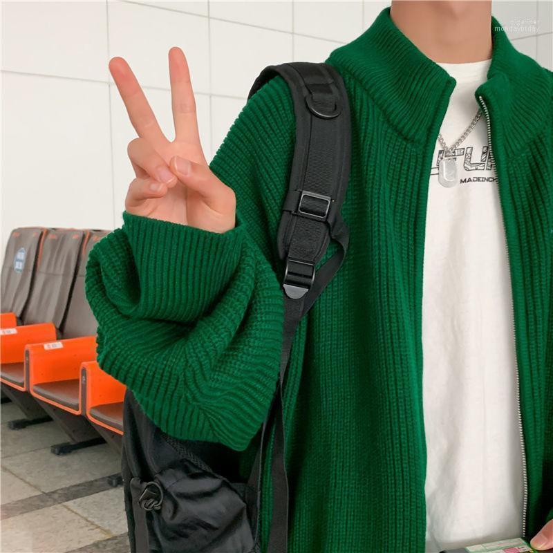 

Men's Sweaters Zipper Cardigan Sweater Men Warm Fashion Casual Knitted Coat Korean Loose Long Sleeve Mens Jumper Clothes Olga22, Green