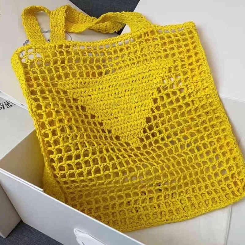 

2022 Designer Brands Hollow Letters Raffia Straw Tote Fashion Paper Woven Women Shoulder Bags Summer Beach Handbag Luxury Bag Y220527