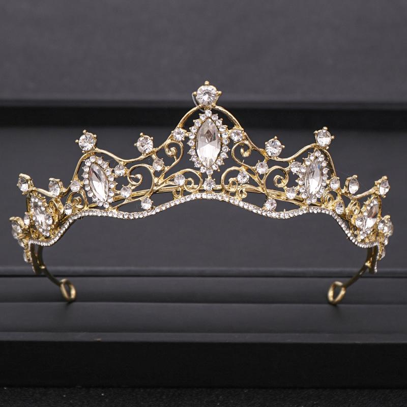 

Hair Clips & Barrettes Trendy Wedding Tiara Gold Baroque Crystal Rhinestone Princess Small Crown For Bridal Accessories Jewelry HG293Hair
