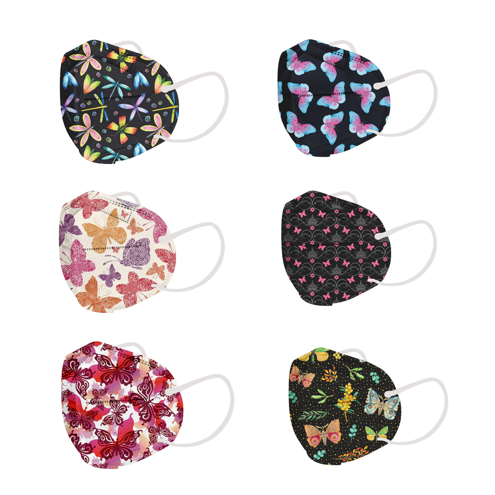 

Breathable Butterfly KN95 Disposable Face Mask 5-Layer with Elastic Earloop and Nose Bridge Clip For Women Adults