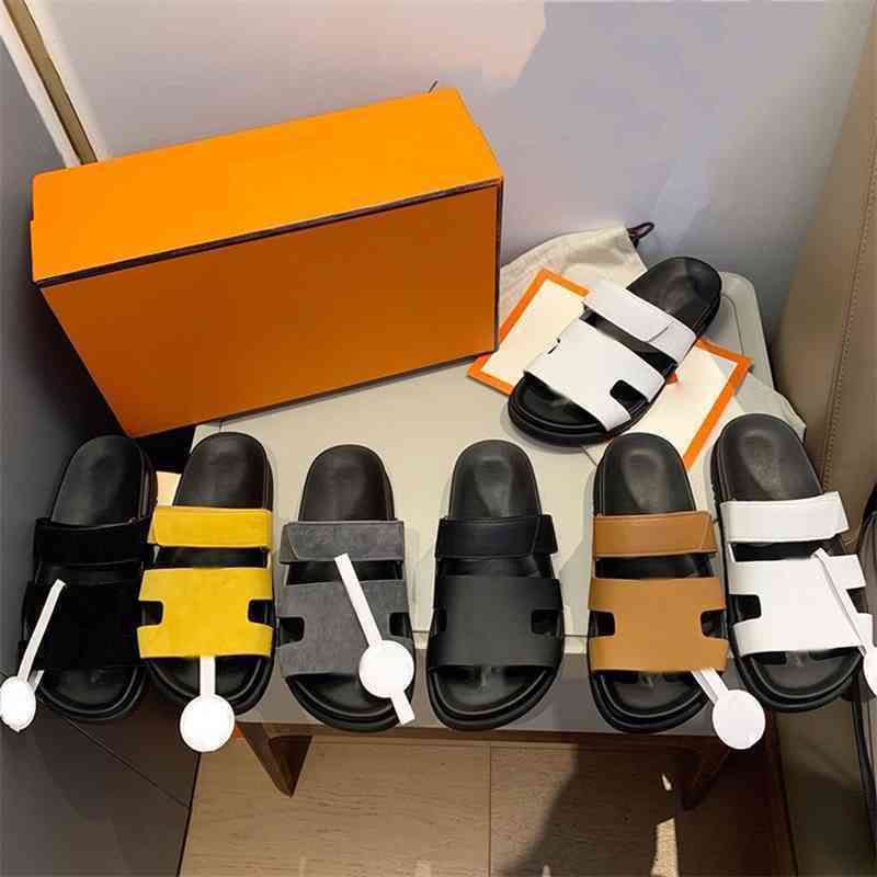 

h Slipper Shoes Flat Herme Women Sandals Designers Foam Runner Platform Genuine Leather Sandal Beach Novelty Scuffs Shoe Mules Chypre, Black cowhide