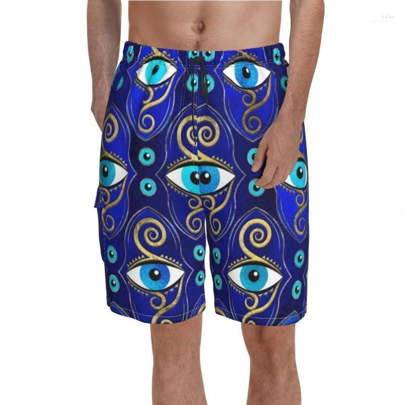 

Men's Shorts Evil Eye Charm Pattern Board Greek Eyes Mati Amulet Man Beach Short Pants Print Oversize Swimming TrunksMen's