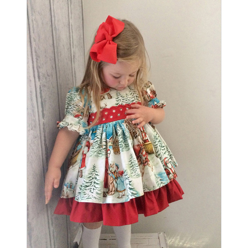 

Christmas princess dresses new arrival printed dress Xmas pretty girl dress for 1-5y, As picture