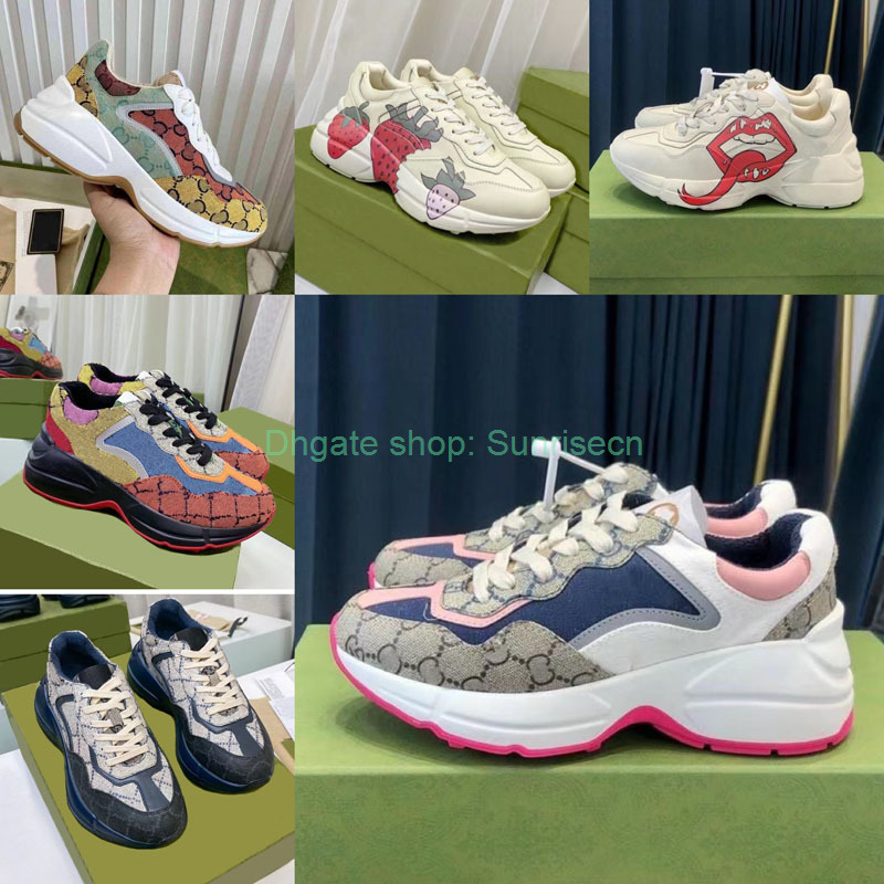 

Luxury Designer Rhyton Sneakers Ladies Shoe Beige Men women Trainers Vintage Chaussures Fashion ShoesWave Mouth Sneaker size 35-46 With Box, Other