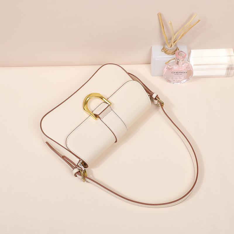 

Evening Bags Fashion Shoulder For Women French Style Soft PU Leather Flap Hasp Satchels Crossbody Bag Female Casual Versatile BagEvening, Ivory