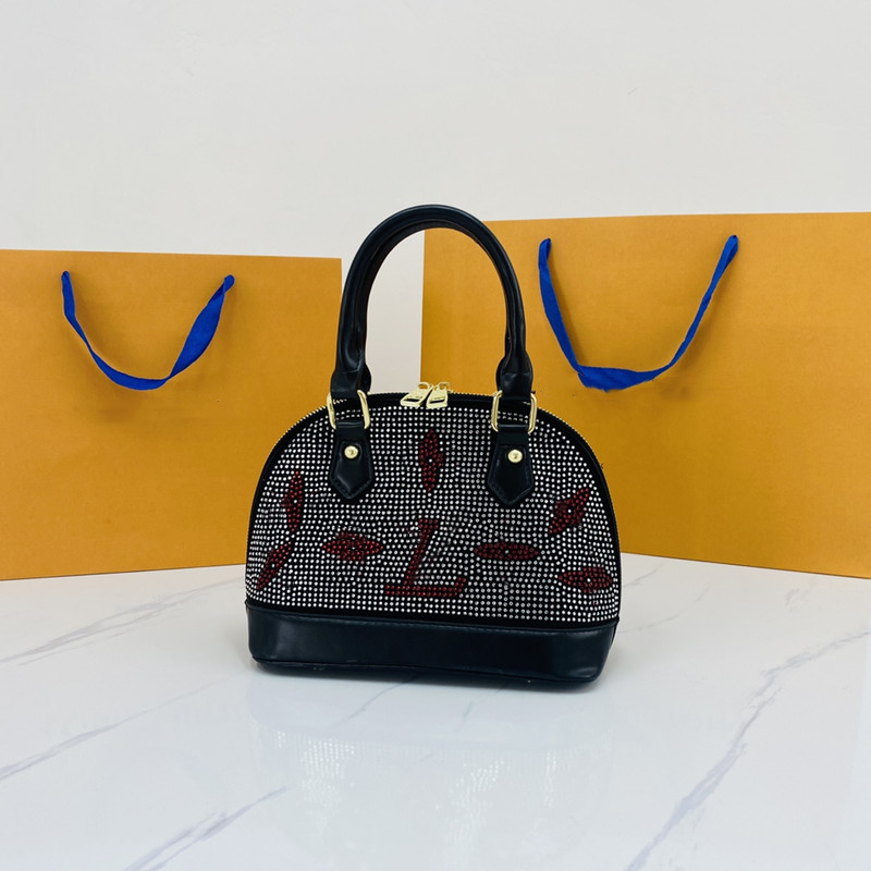 

A+ Quality Diamante Shell Bag Women Leather Handbags Flower Shoulder Bags Designer handbag Crossbody Purse Bag Tote 17.6*23*11 LCM, Red