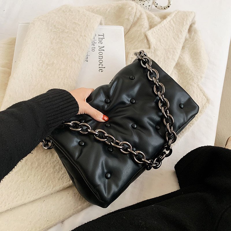 Sacs à bandouliers pour femmes Denim Qualité de la chaîne de métal épais sac à épaule et sac à main