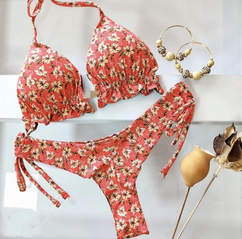 

Women' Swimwear 2022 Sexy Bikini Floral Print String Set Push Up Swimsuit Bikinis Women Biquini Beach Bathing Suit, 2004