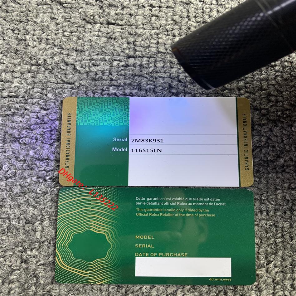 

2020 new card watch quality greenest customized warranty card printing pattern serial number address hologram card tag268g