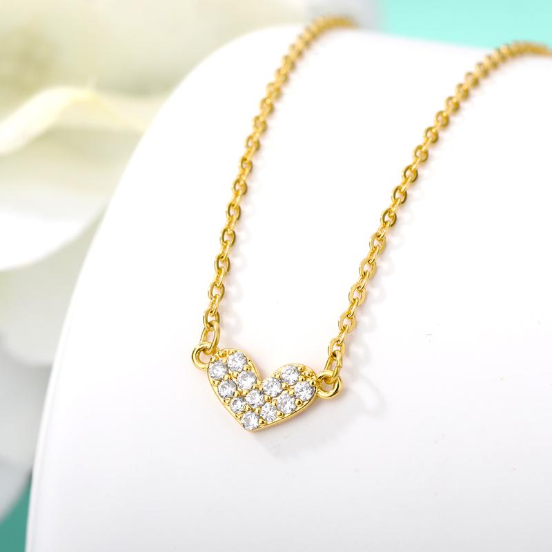 

Pendant Necklaces Shiny Heart Choker Necklace For Women Zircon Crystal Wedding Gold Collares Chain Female Jewelry Christmas Gift