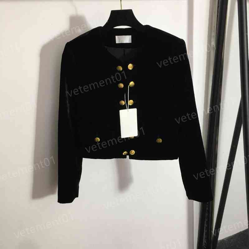 

Luxury Womens Jackets C..ne Black Double Breasted Velvet Long Sleeve Jacket Tops Fashion High Quality Designer Women Clothing