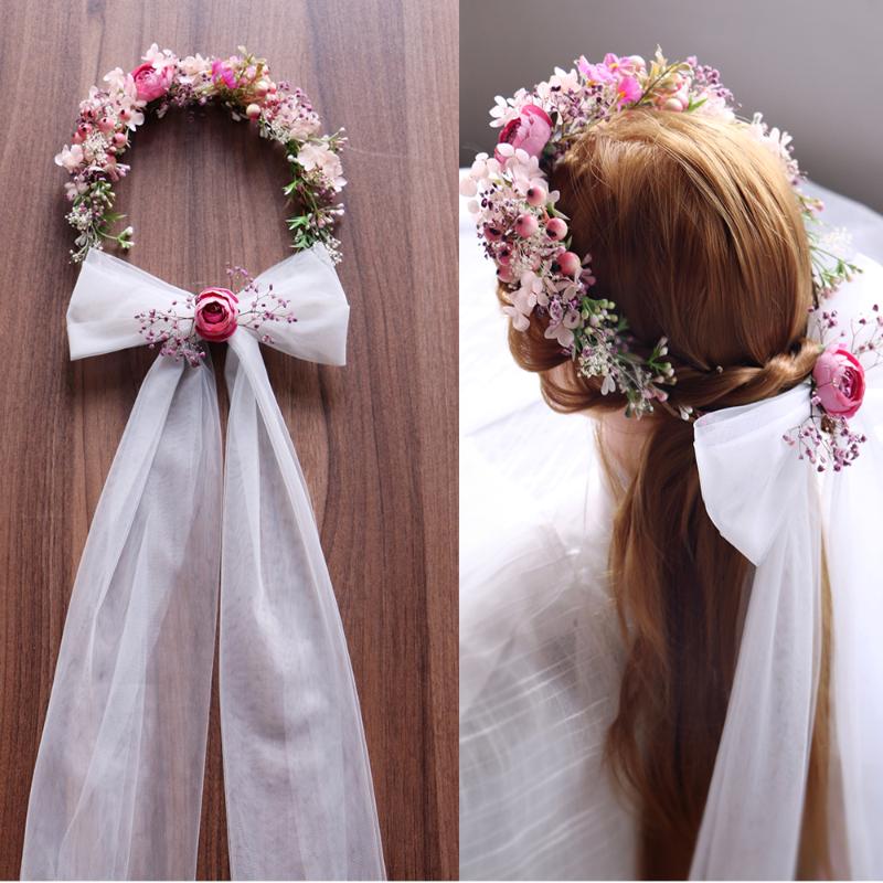 

Hair Clips & Barrettes Arrival Romantic Flower Head Garland Wreath Hairwear Veil Bridal Girl Kid Wedding Party Hairbands