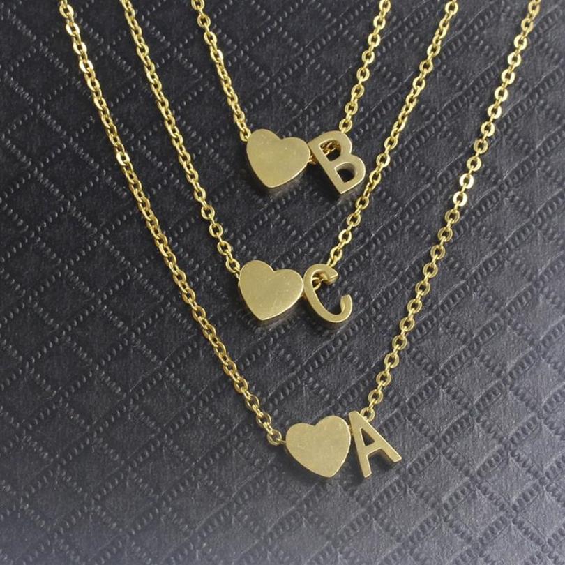 

Pendant Necklaces Gold Heart Letter A B C D E F G H I J K L M N O P Q R S T U V W X Y Z Charm Necklace For Women BFF Birthday Gift2370
