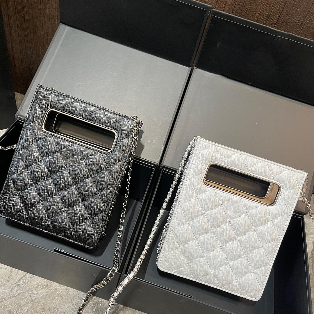 

22Ss France Designer Classic Box Style Shoulder Bags Quilted Matelasse Chain Crossbody Bag Silver Hardware Mini Outdoor Sacoche Cute Cosmetic Luxury Handbags 24CM, Black