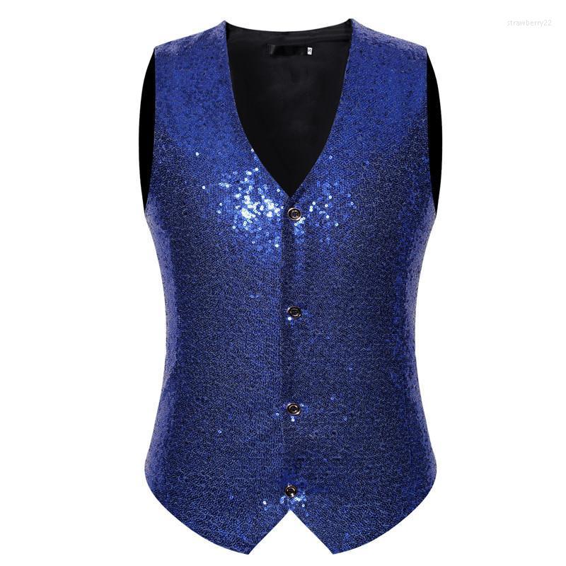 

Men' Vests Mens Shiny Sequins Suit Vest Chaleco Hombre 2022 Brand Slim Fit V Neck Sleeveless Waistcoat Male Stage Singers Clohtes Stra22, Sliver