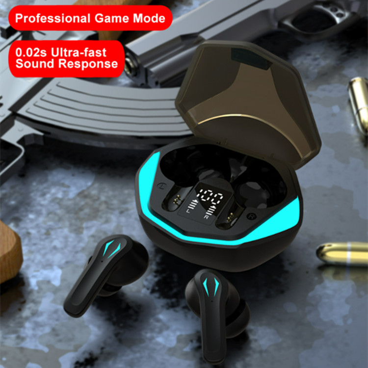 

Phone Earphones JS18 Wireless Bluetooth-compatible Headphones TWS5.1 ANC Noise-cancelling Low Latency Gaming Touch Earbuds LED Digital Display, Black