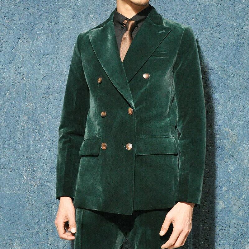 

Men's Suits & Blazers 2022 Design Fashion 2 Pieces Men Green Velvet Costumes Hommes Custom Made Formal Wedding Tuxedos Prom Suit Jacket, Beige