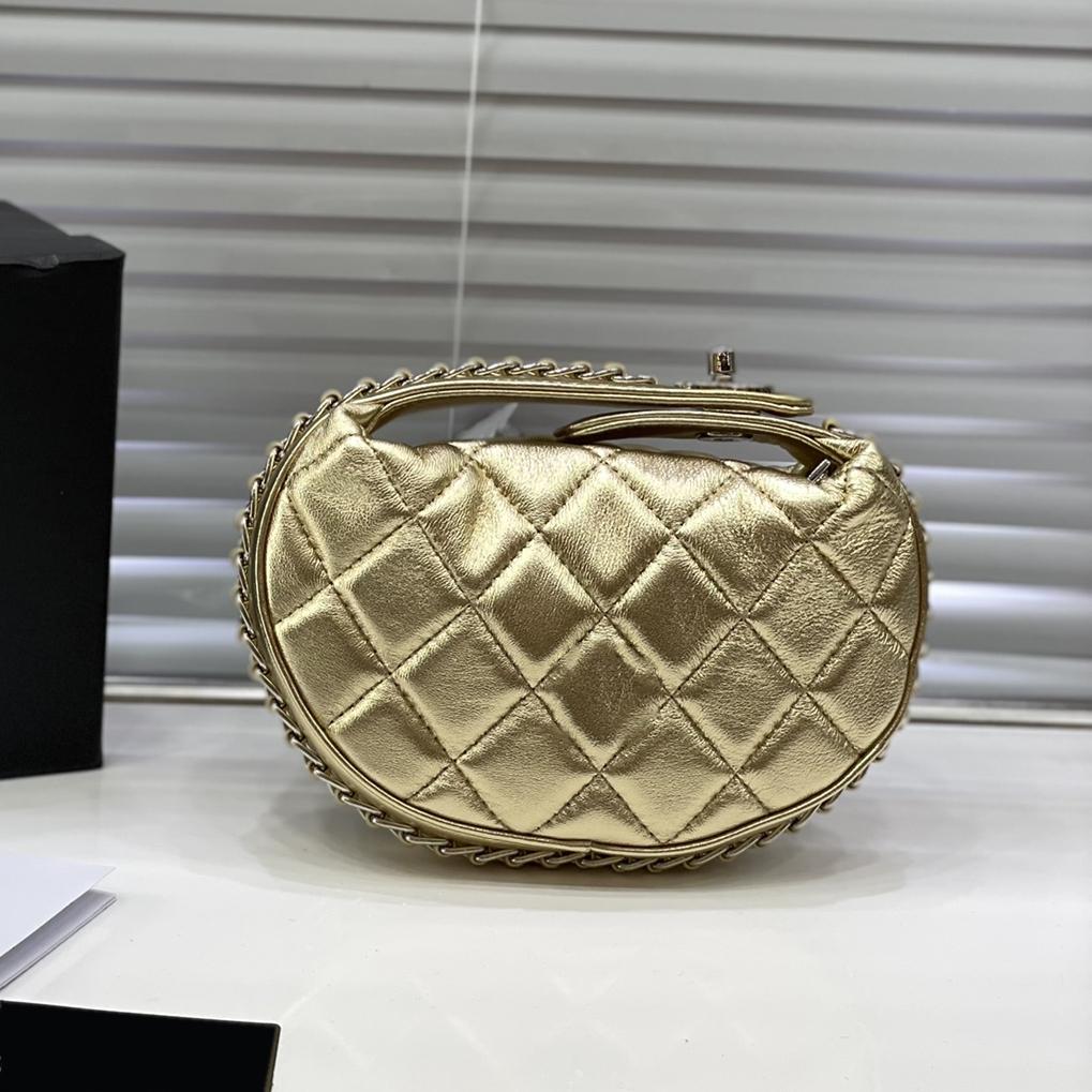 

Luxury Designer Ladies Classic Crossbody Bag Mini Lambskin Clutch Gold Silver Black Premium Quilted Check Metal Chain Weave, Box