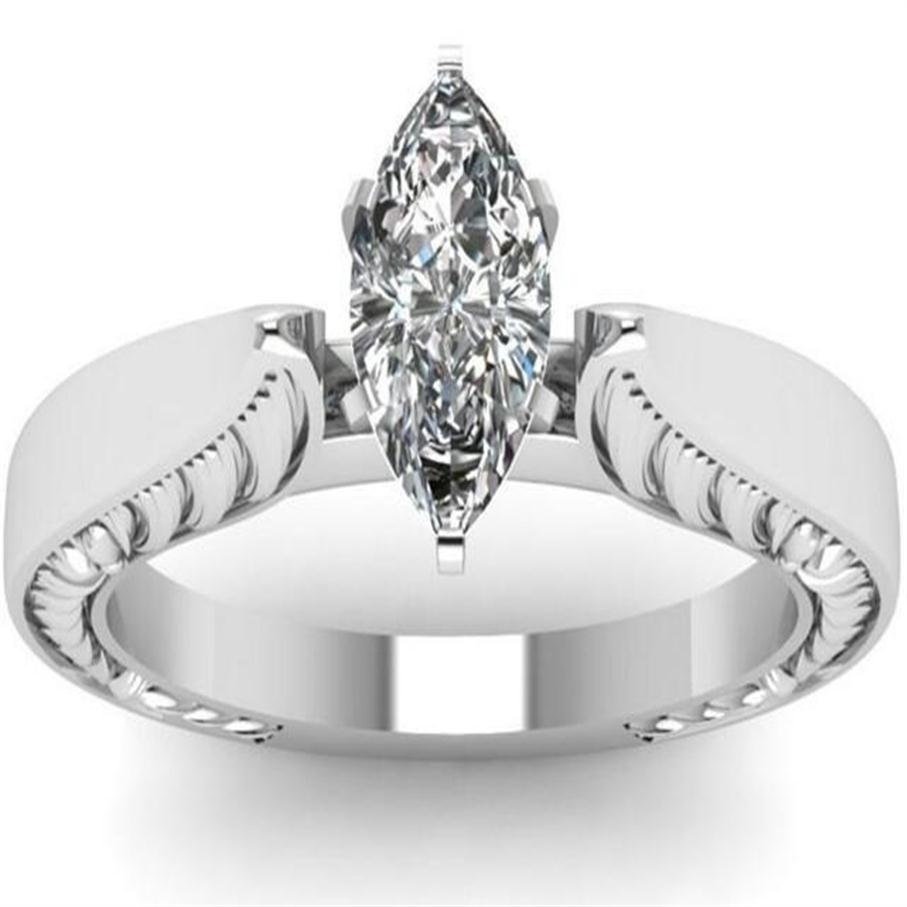 

Fashion Luxury 925 sterling silver Marquise Cut Diamond 3.45CT Diamond Plated 18K White Gold Recommended Gifts Diamond Ring Bridal216J