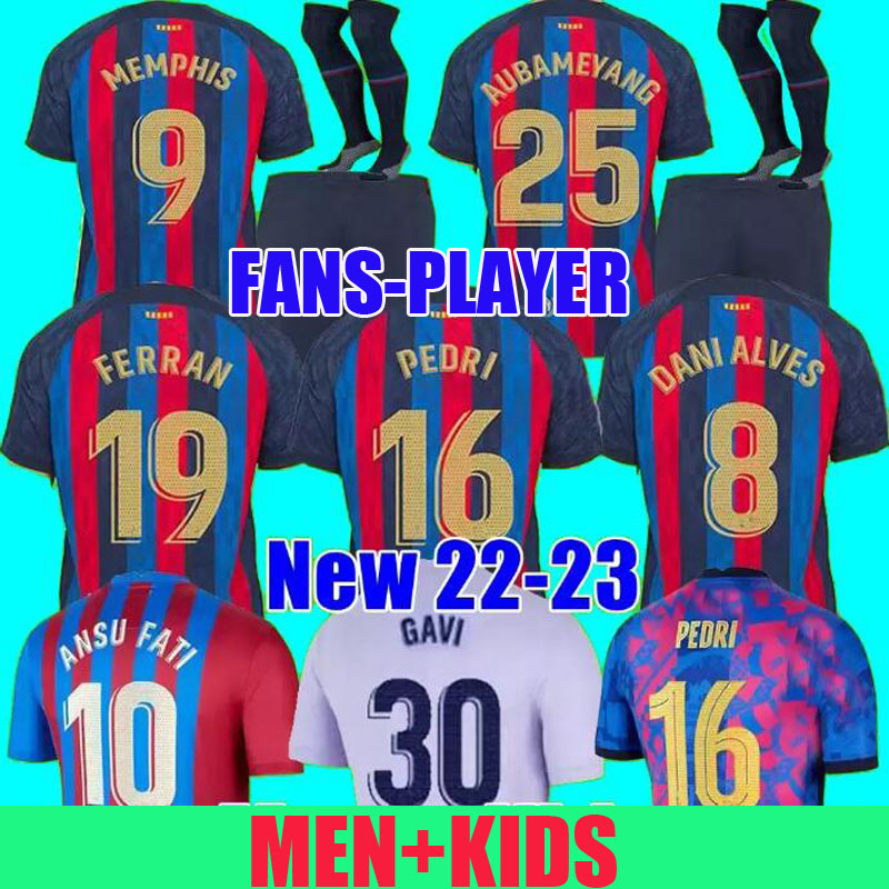 

Camisetas de football MEMPHIS PEDRI ADAMA AUBA barcelona soccer jersey FERRAN 21 22 23 ANSU FATI 2022 2023 F. DE JONG DEST kit shirt men kids sets home FANS PLAYER VERSION, Away ucl